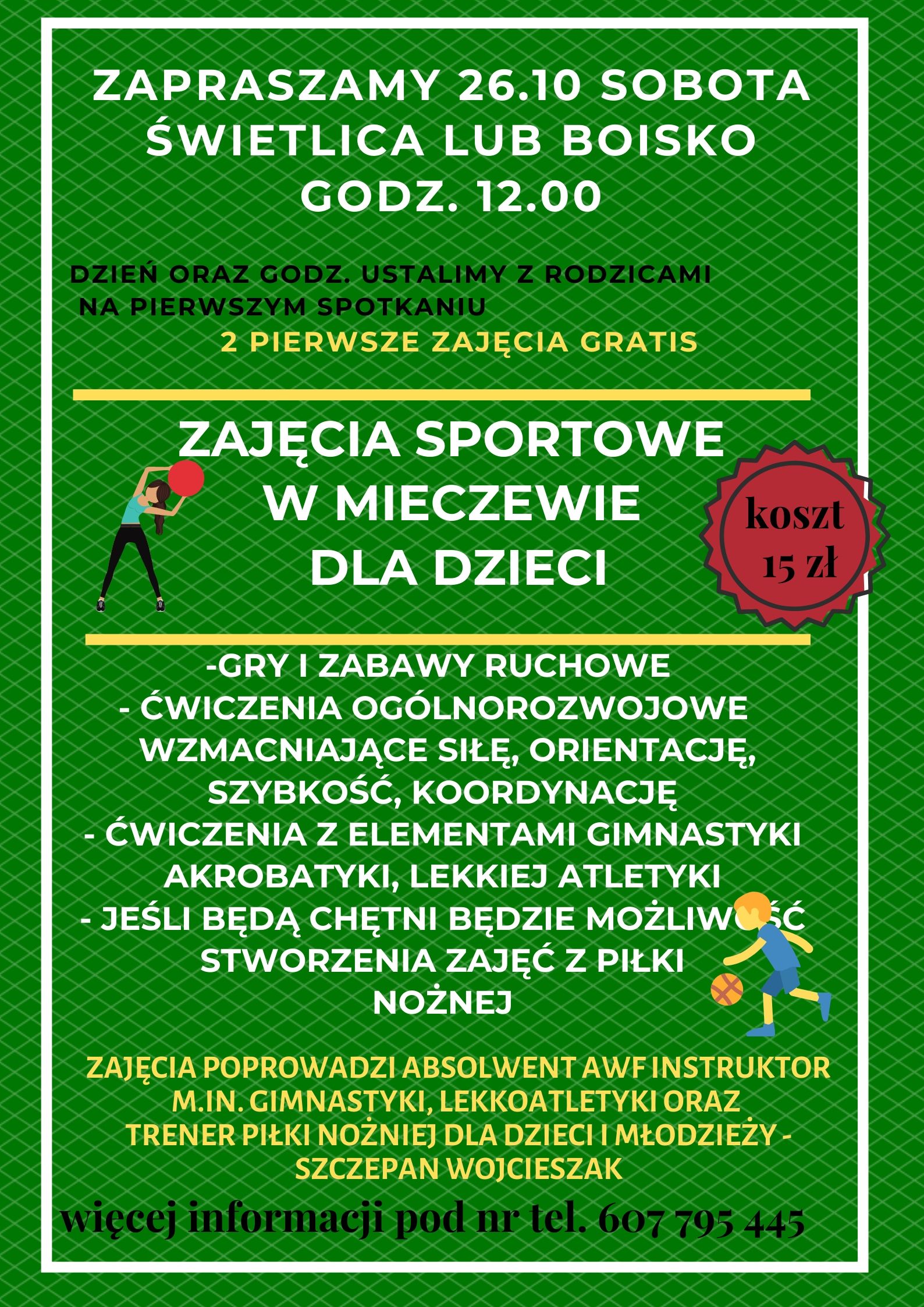 zajęcia sportowe dla dzieci od 26.10 w Mieczewie